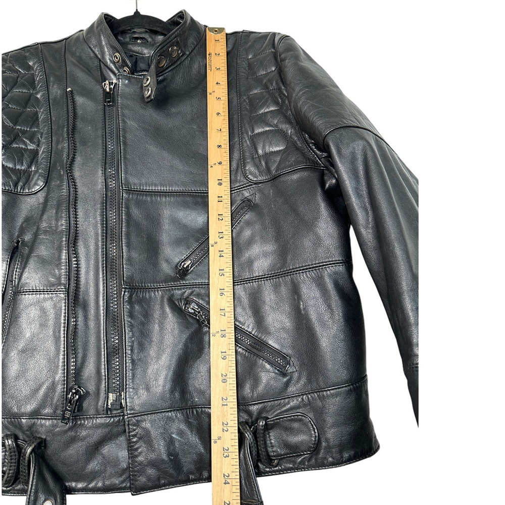 Steinmark L Wilsons $650 Heavy LEATHER Motorcycle Jacket Rider Safety Black 44 - Picture 11 of 12